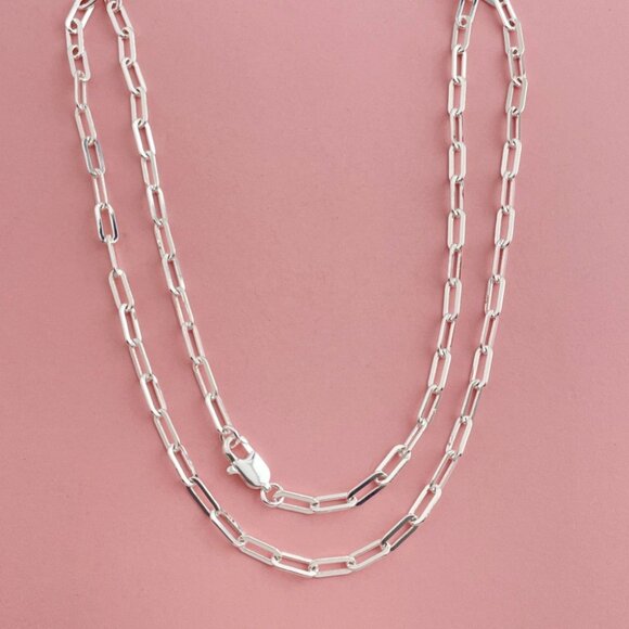 Women's 925 Sterling Silver 4mm Paperclip chain Necklace - Picture 2 of 8